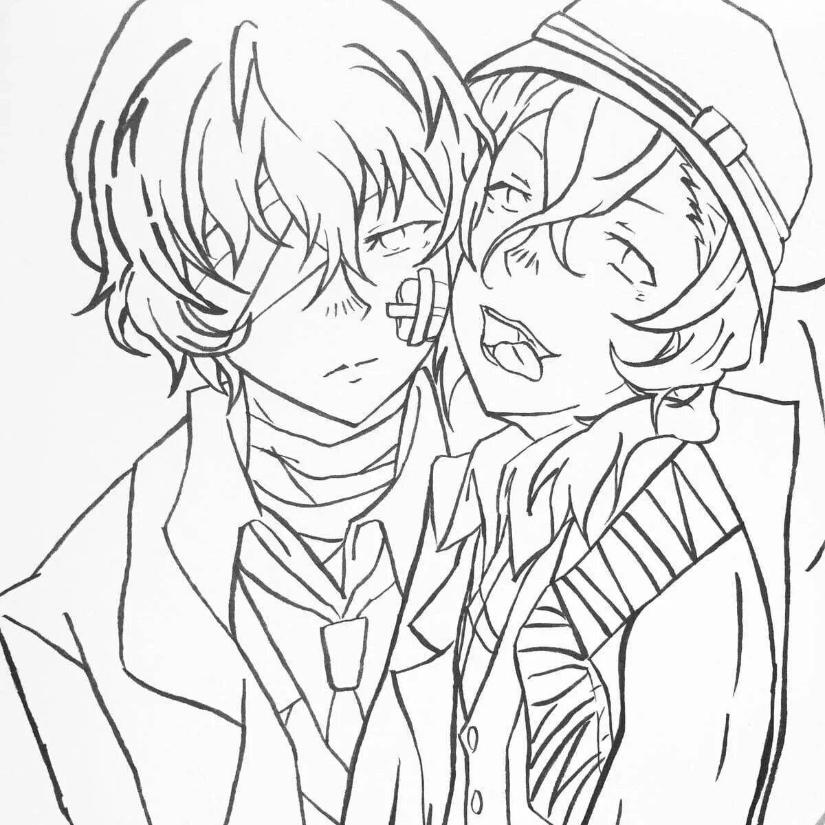 Dazai and Chuuya animated coloring page