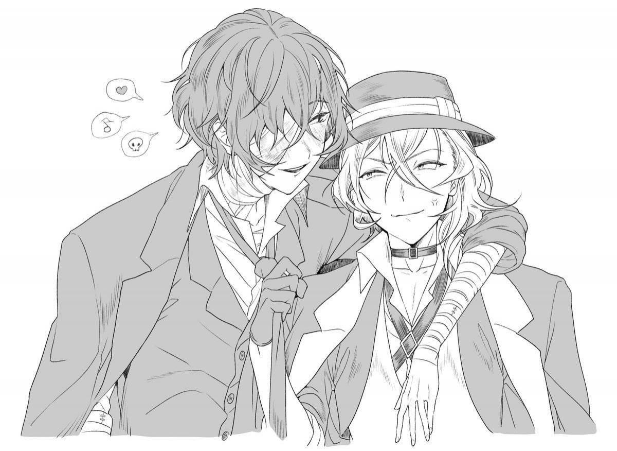 Cute dazai and chuya coloring book