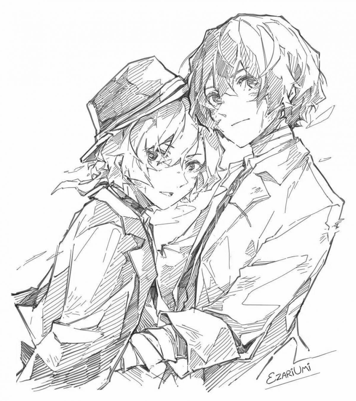 Dazai and Chuuya's amazing coloring pages