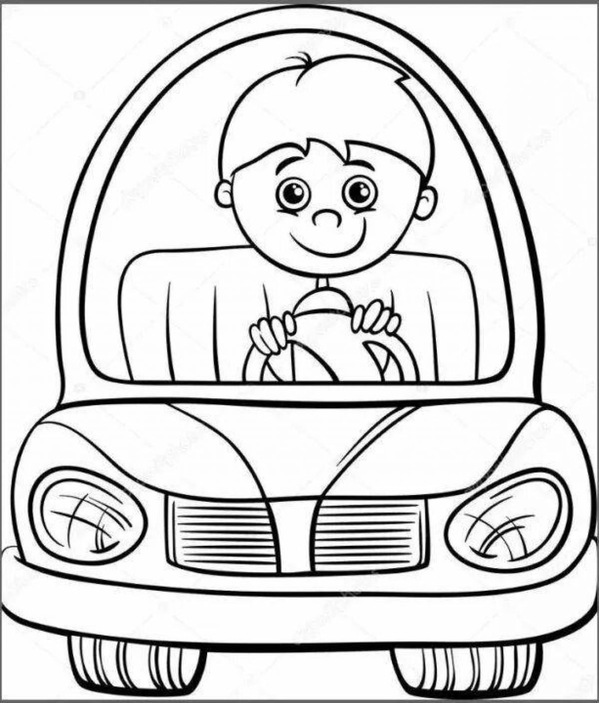 Colorful chauffeur coloring page