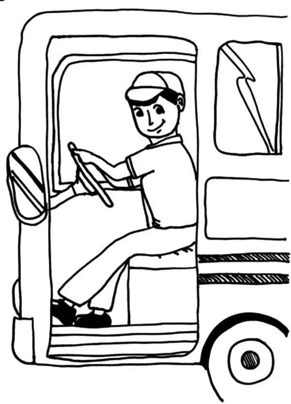 Attractive driver coloring page