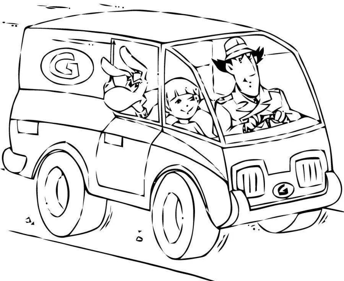 Crazy driver coloring page