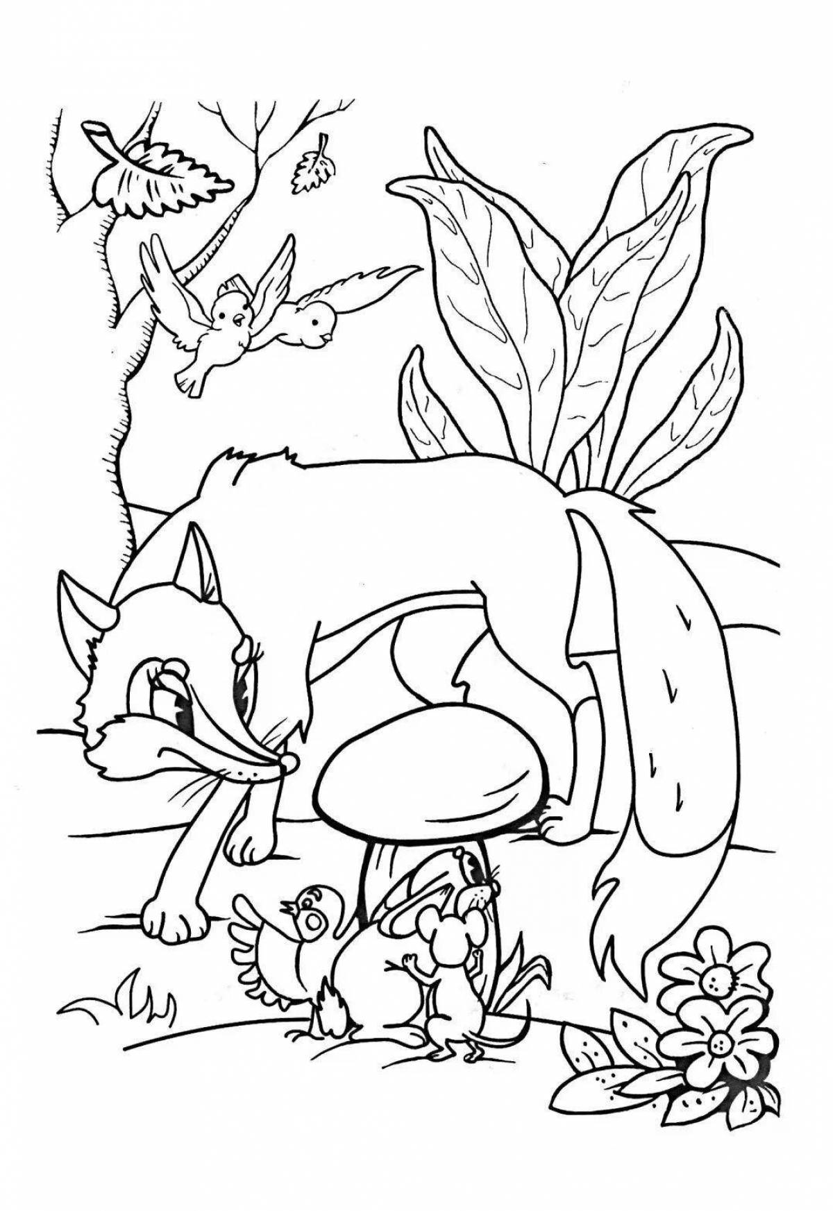 Cute fox and mouse coloring book