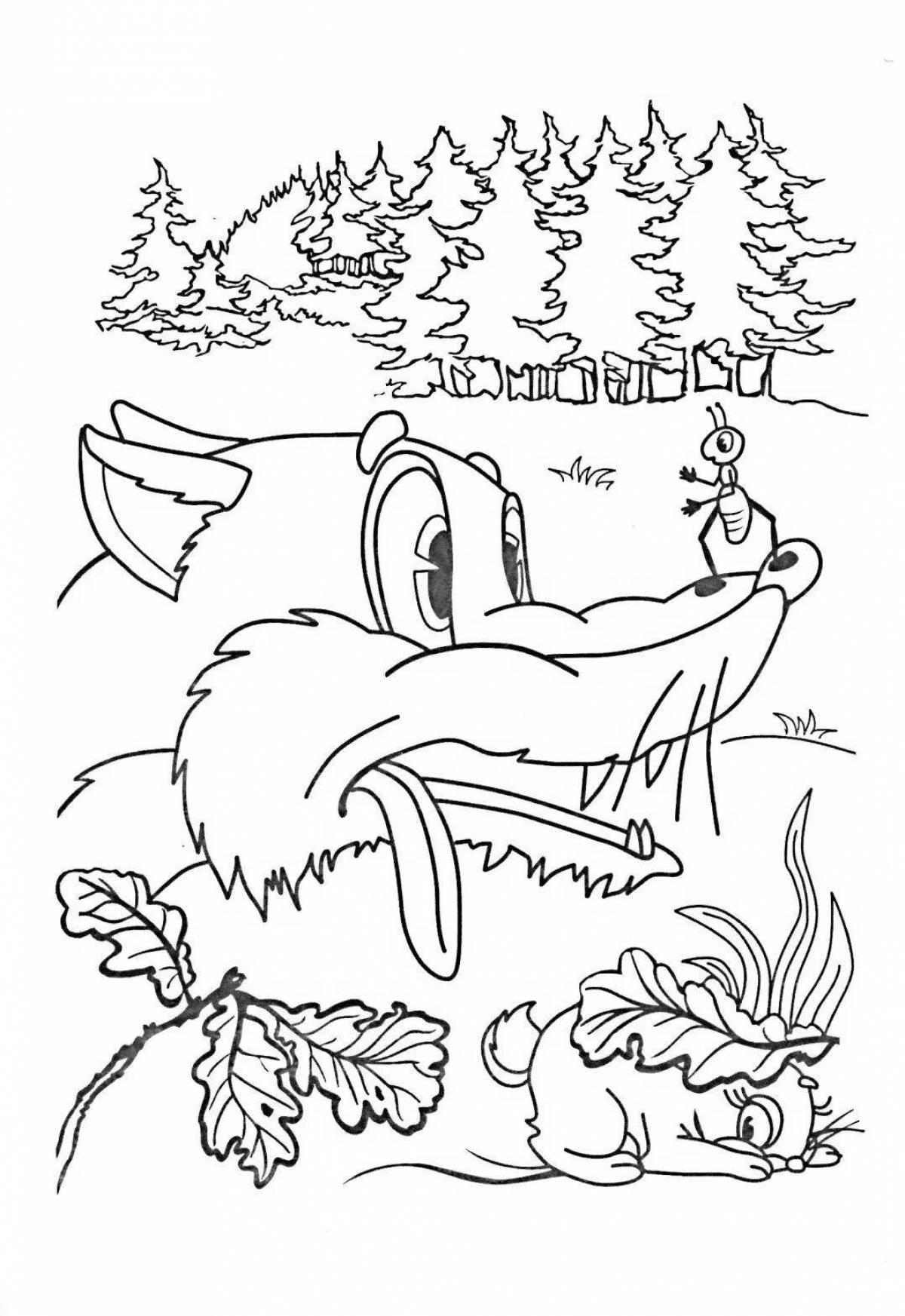 Cute fox and mouse coloring book