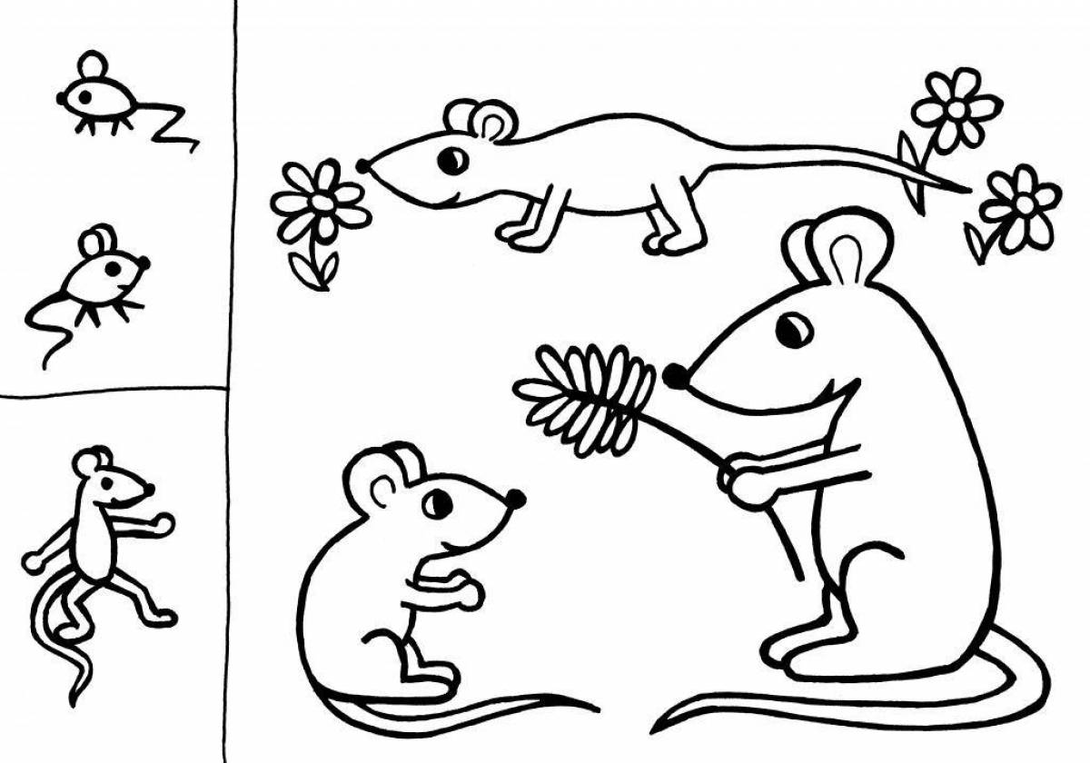 Adorable fox and mouse coloring page