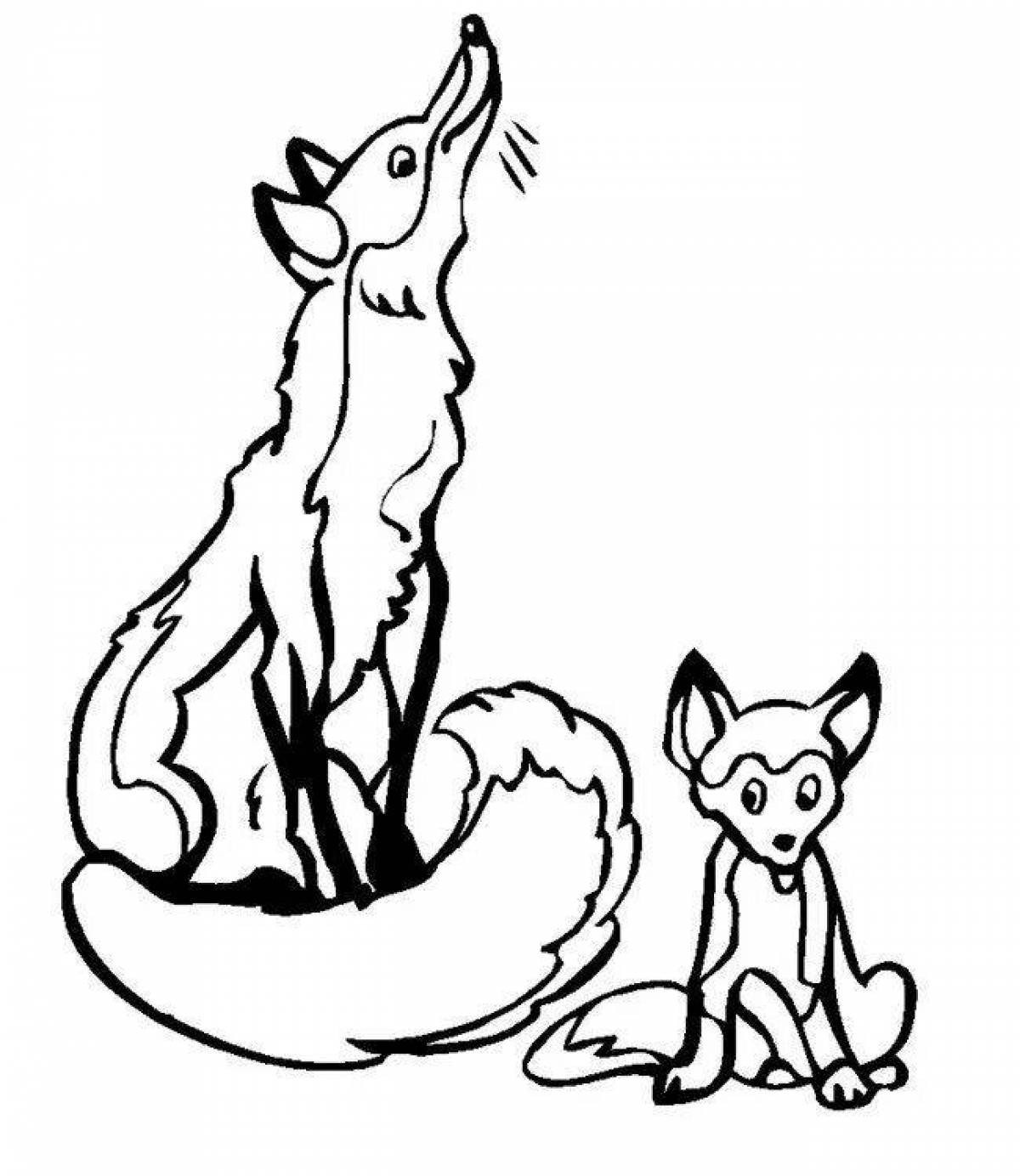Amazing fox and mouse coloring page