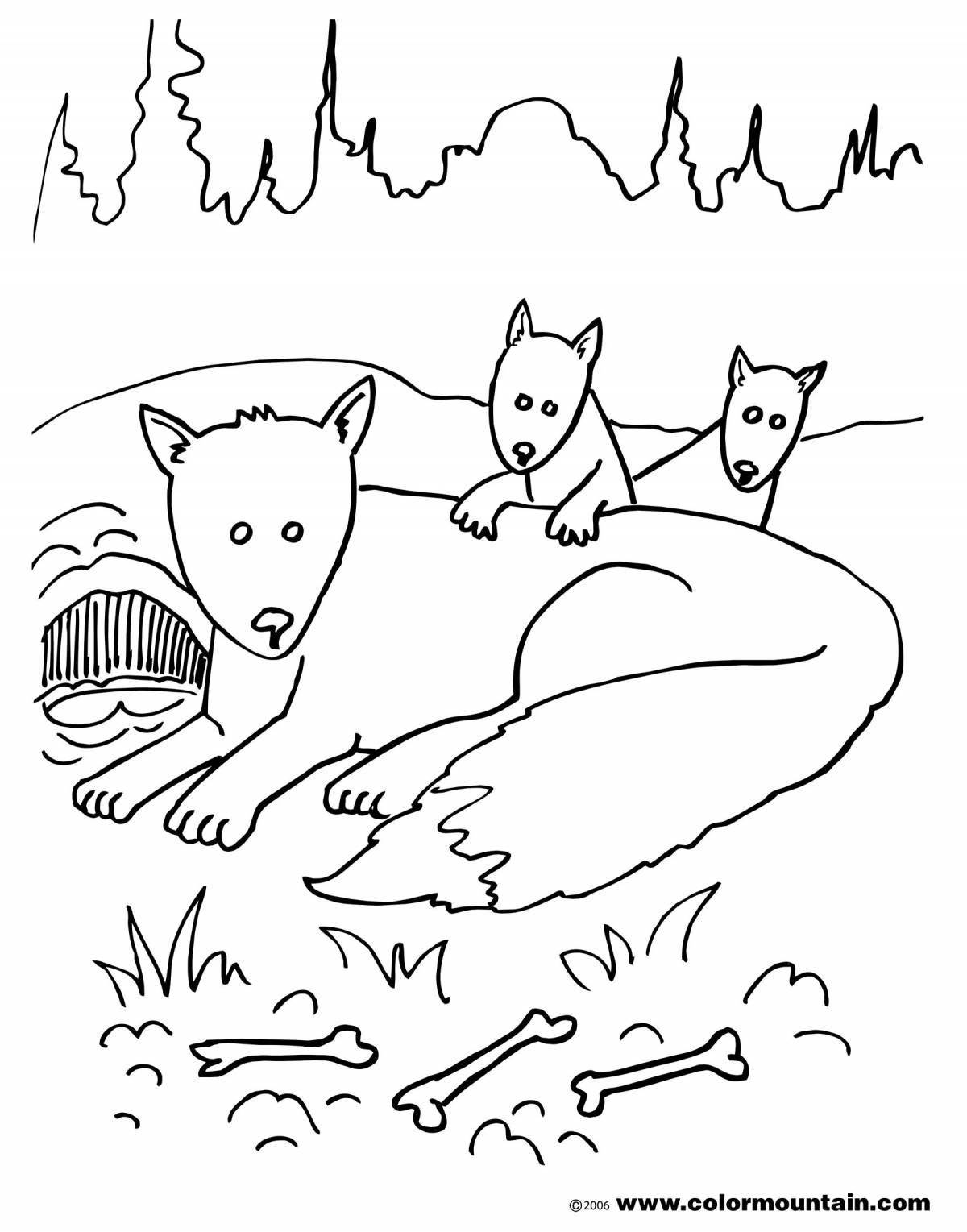 Naughty fox and mouse coloring page