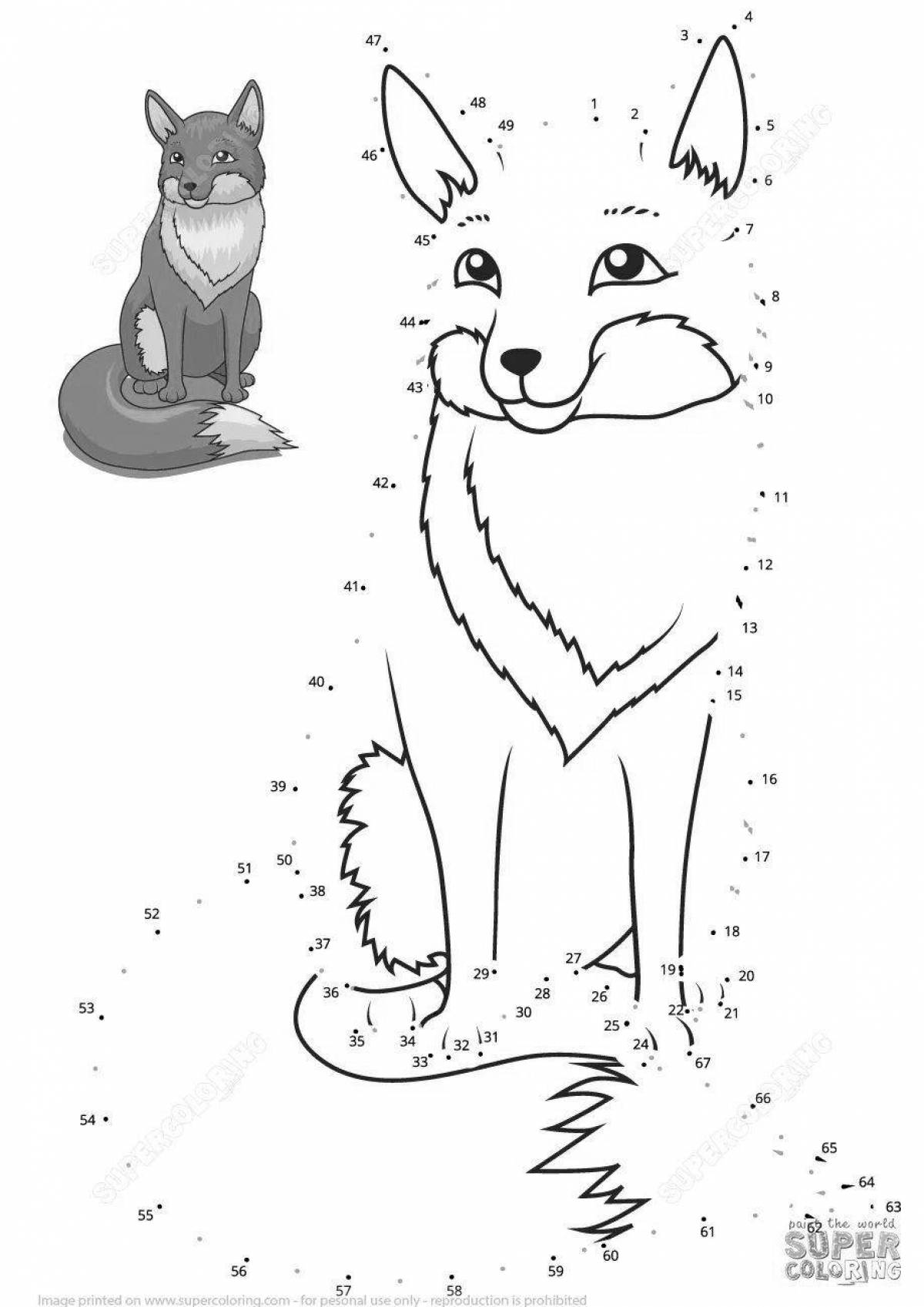 Coloring page funny fox and mouse