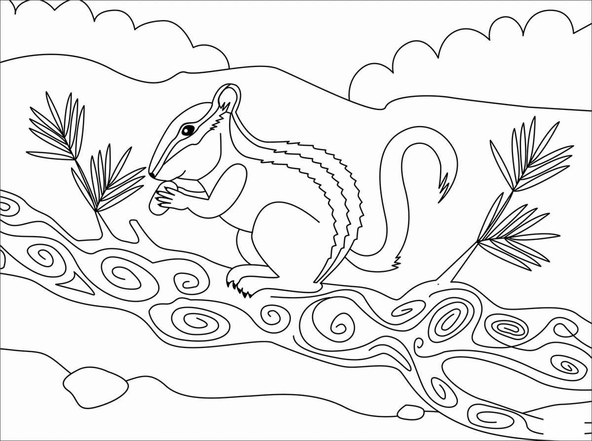 Playtime fox and mouse coloring page