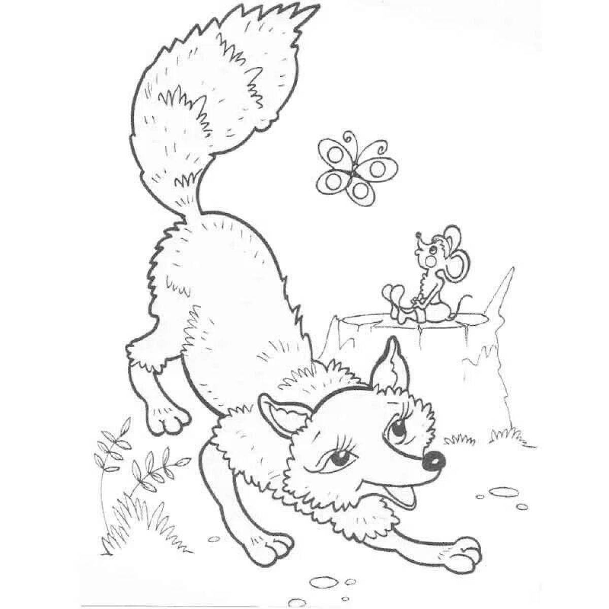 Humorous fox and mouse coloring book