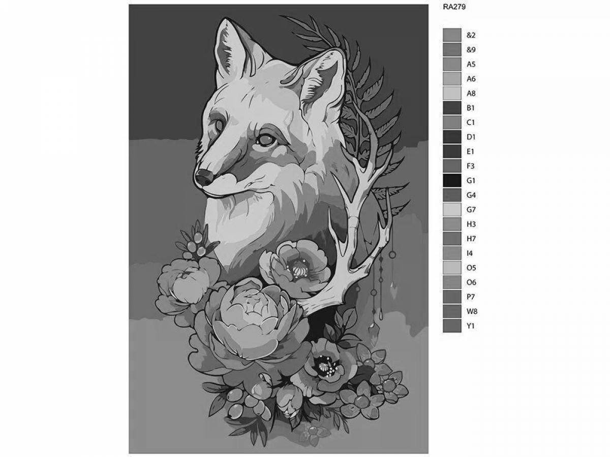 Coloring bright fox by numbers