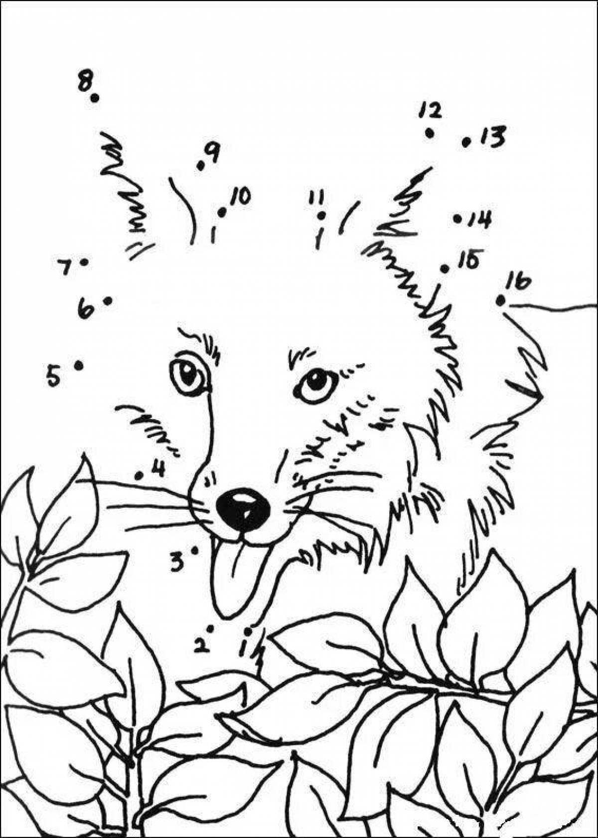Attractive fox coloring by numbers