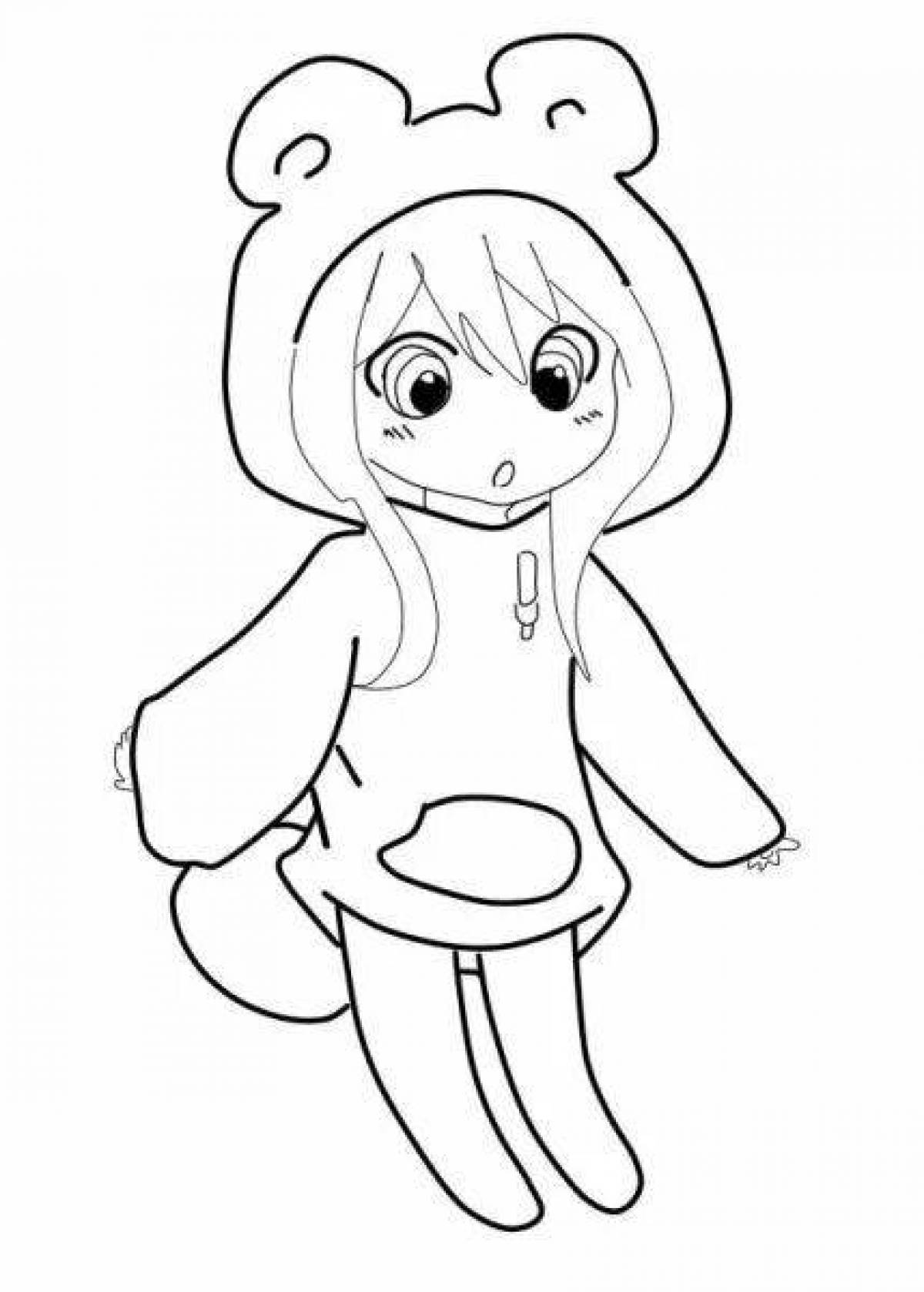 Animated coloring girl in pajamas