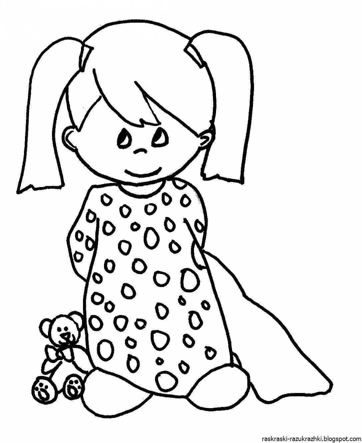 Привлекательная раскраска девушка в пижаме