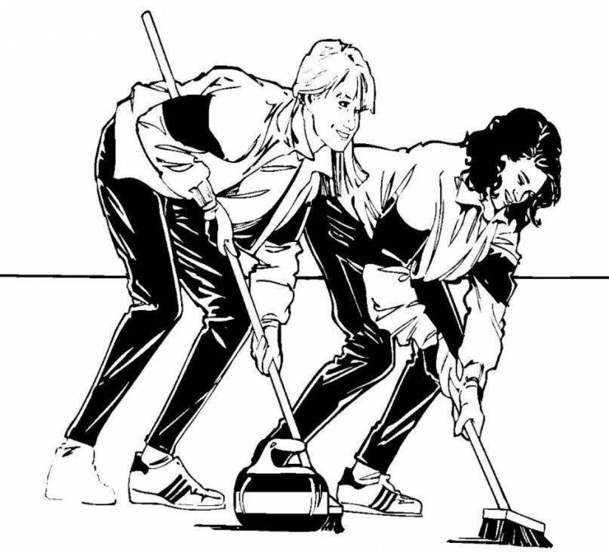 Радостная раскраска для керлинга