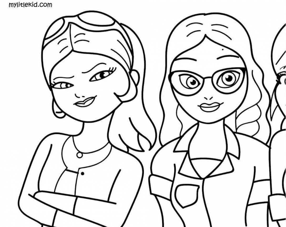 Lady bug team adorable coloring page
