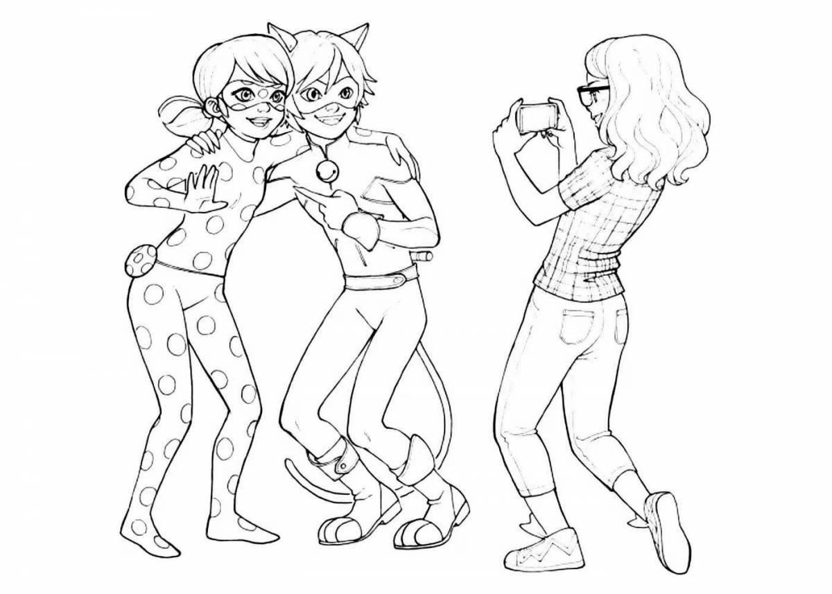 Coloring page the amazing team of ladybug
