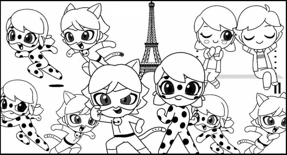 Dynamic lady bug team coloring page