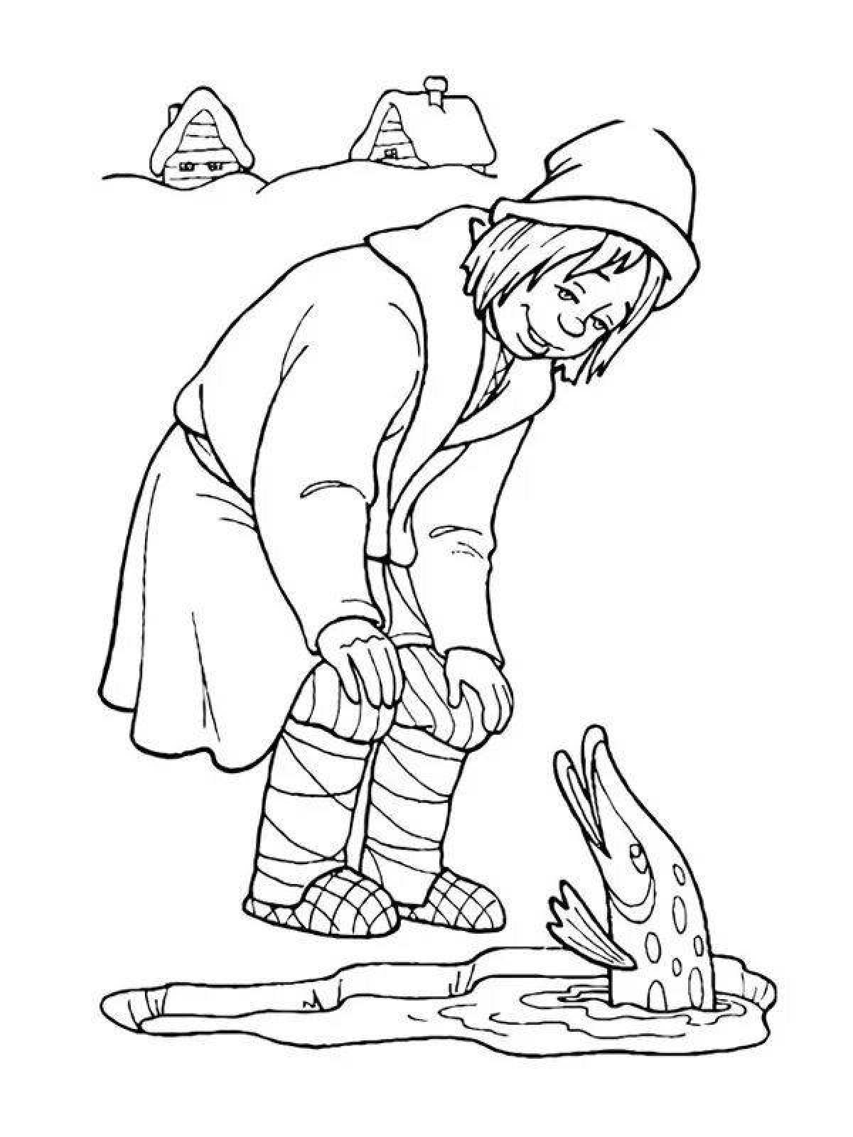 Colorful pike and emela coloring page
