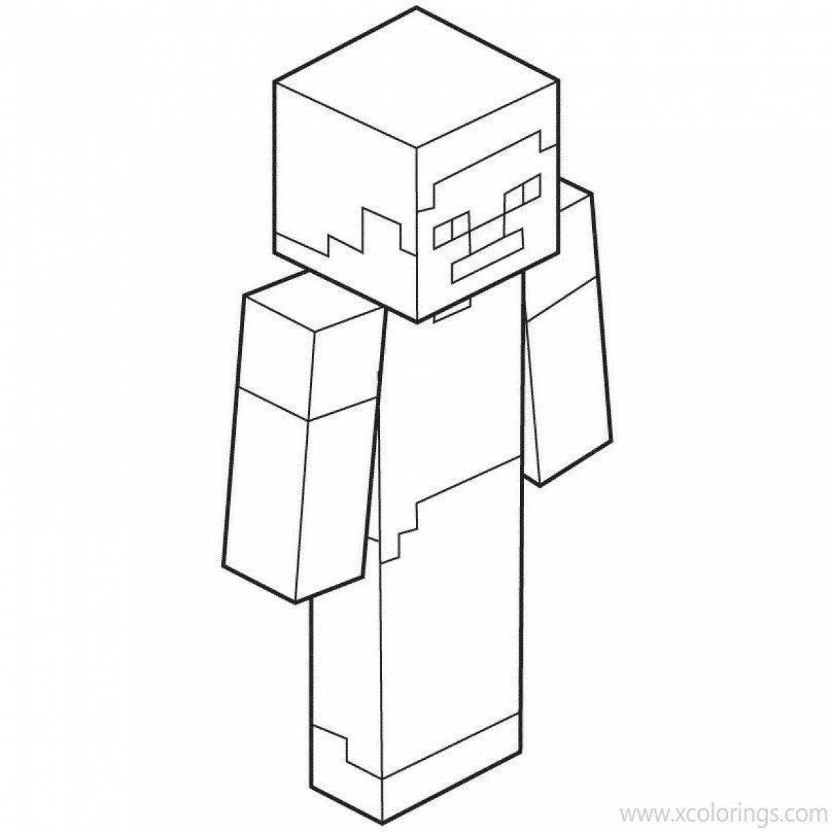 Coloring funny minecraft man