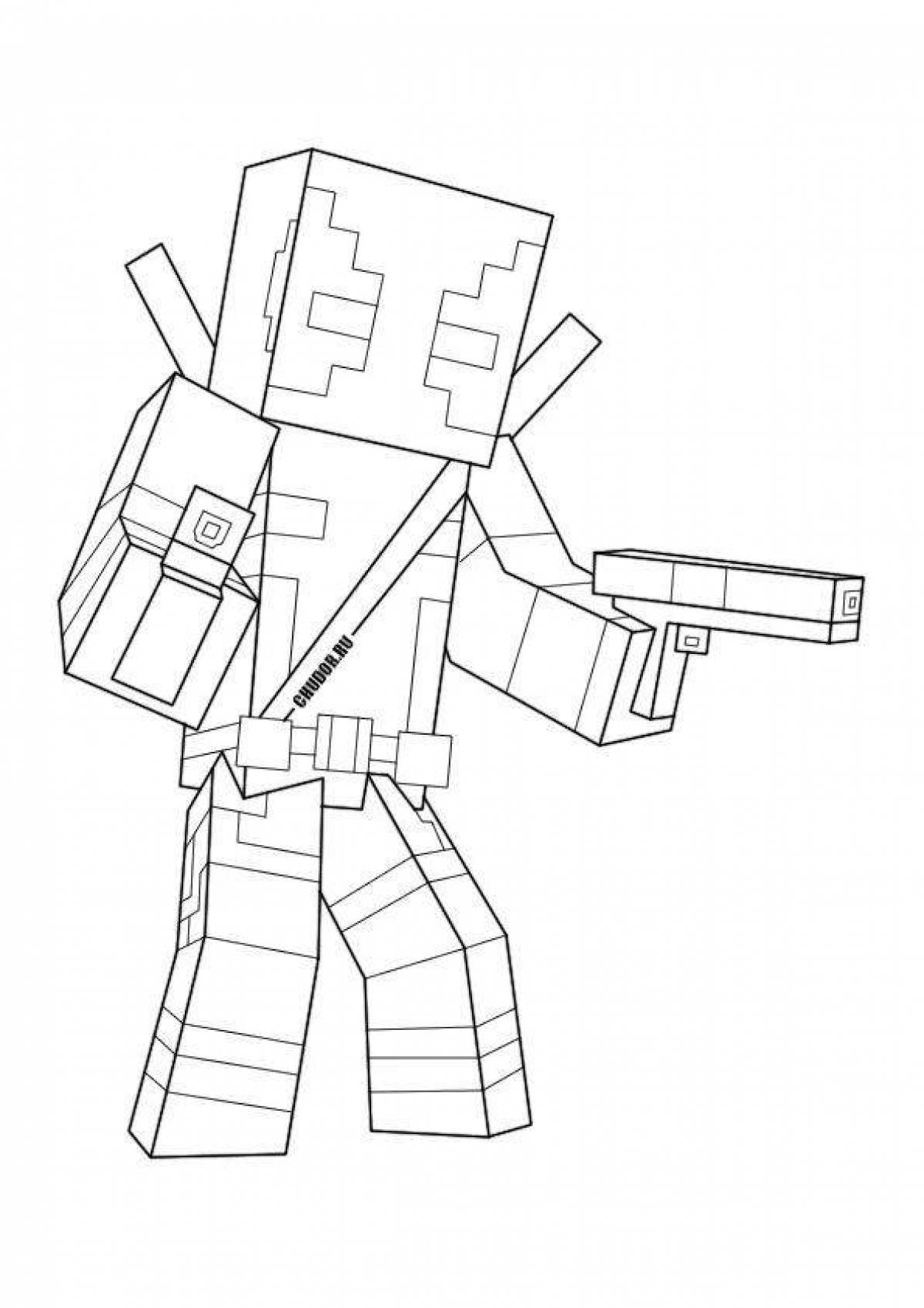 Exciting minecraft man coloring book