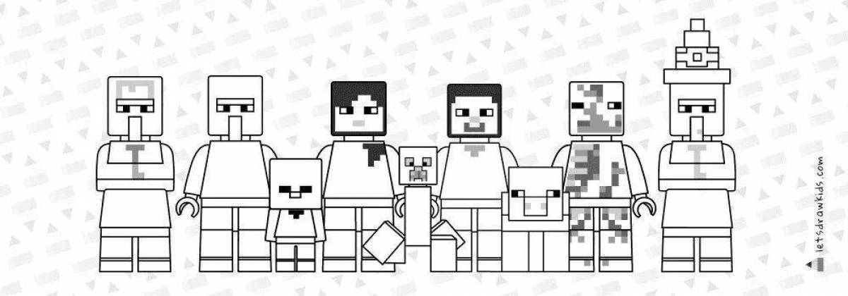 Minecraft man coloring pages with crazy color