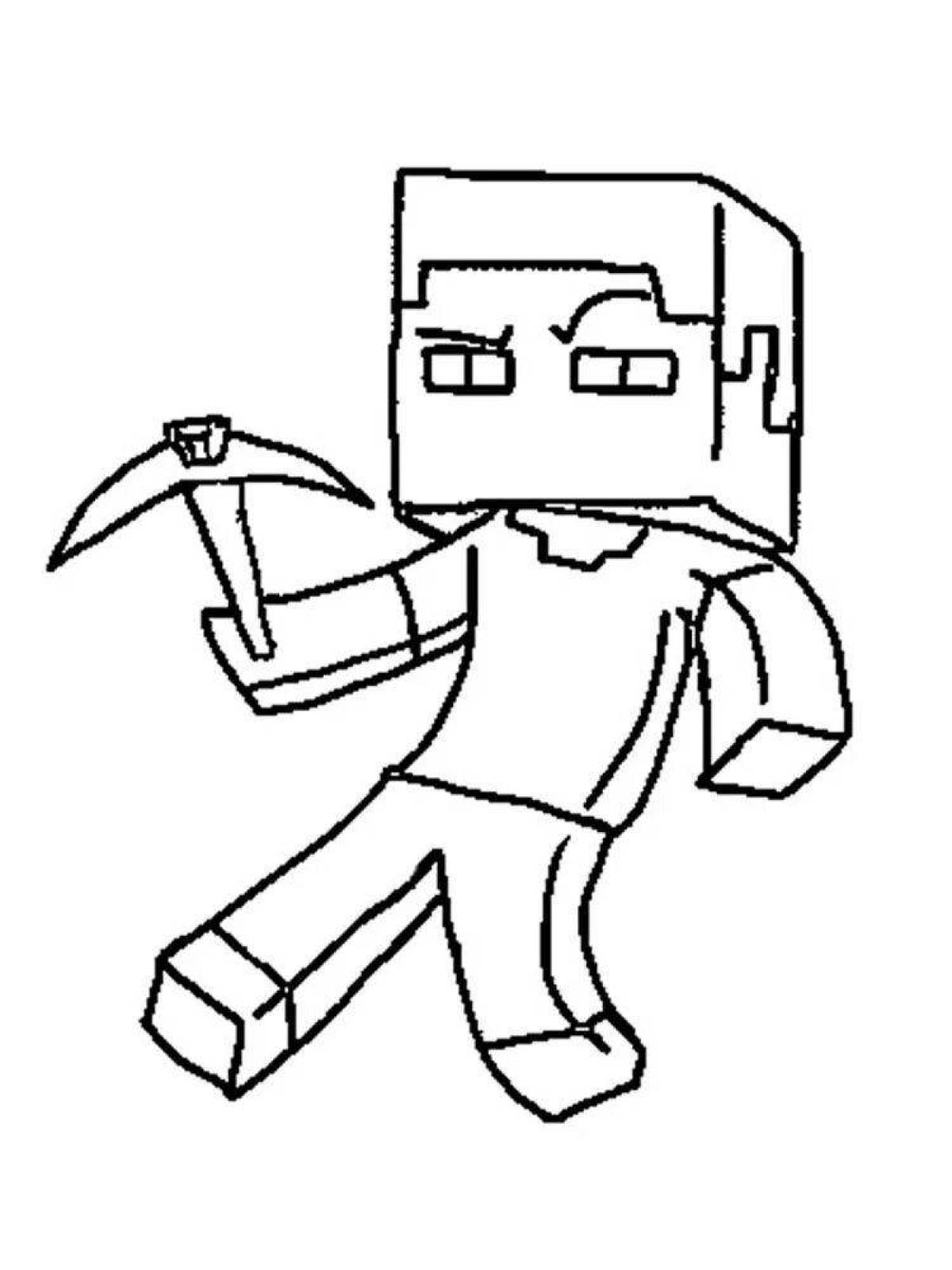 Color frenzy minecraft man coloring page