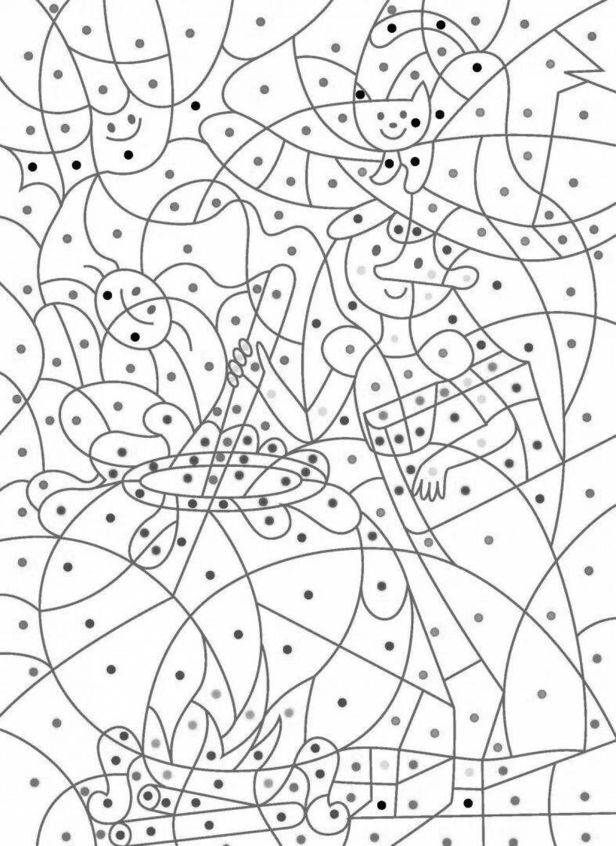 Deluxe coloring by color-dotted dots