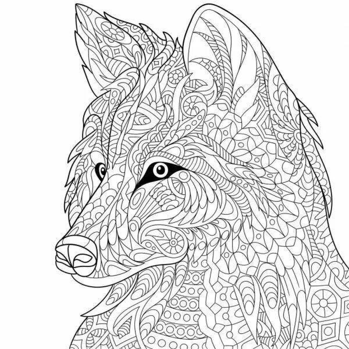 Charming wolf coloring by numbers