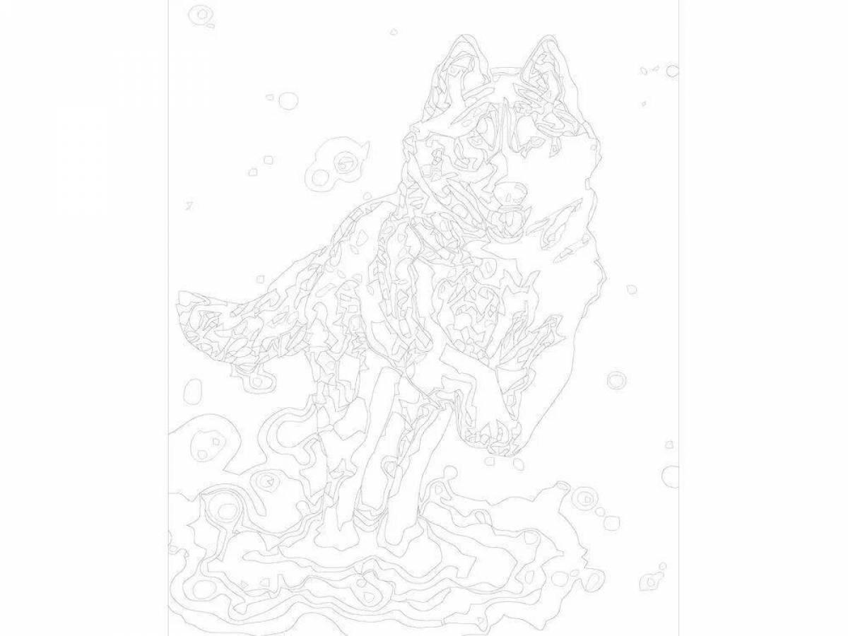 Раскраска Буйная раскраска волк по номерам