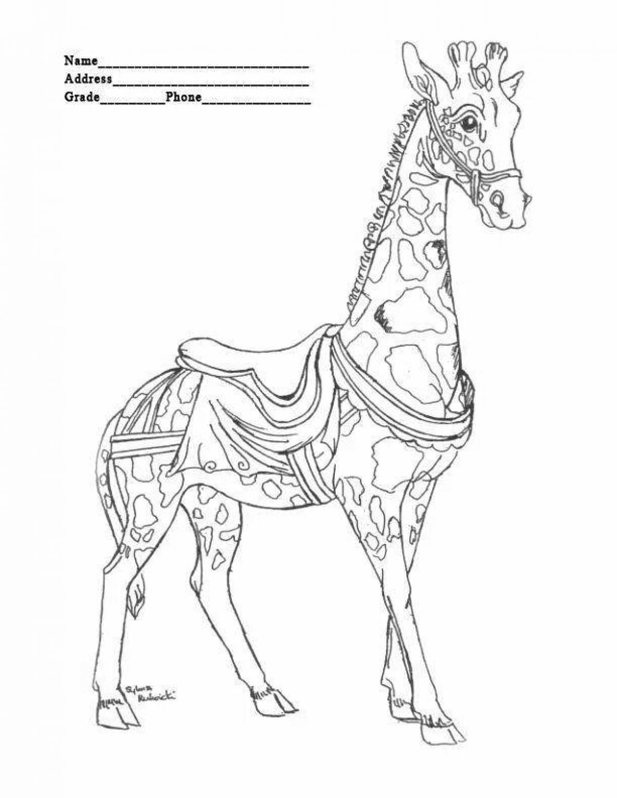 Adorable horse coloring book in clothes