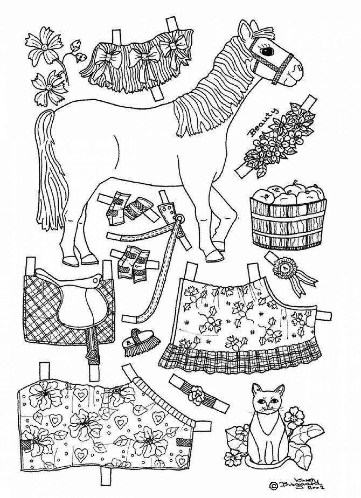 Fashion coloring horse in clothes