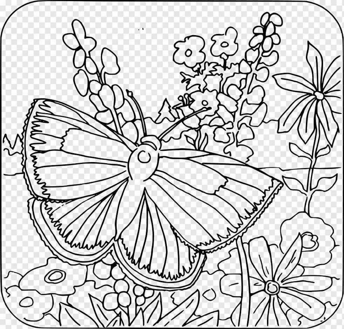 Восхитительные раскраски цветы и бабочки