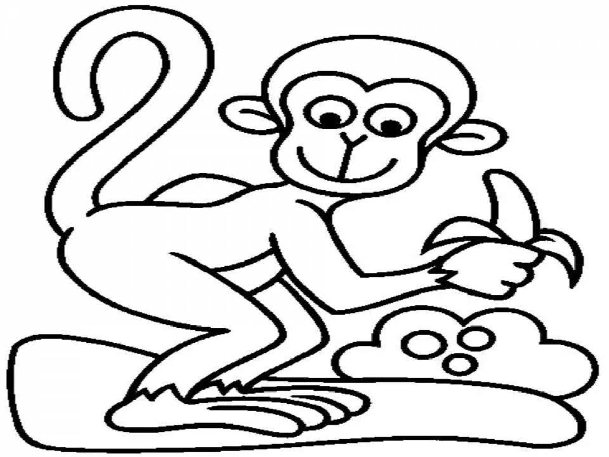 Радостная раскраска обезьяна и очки