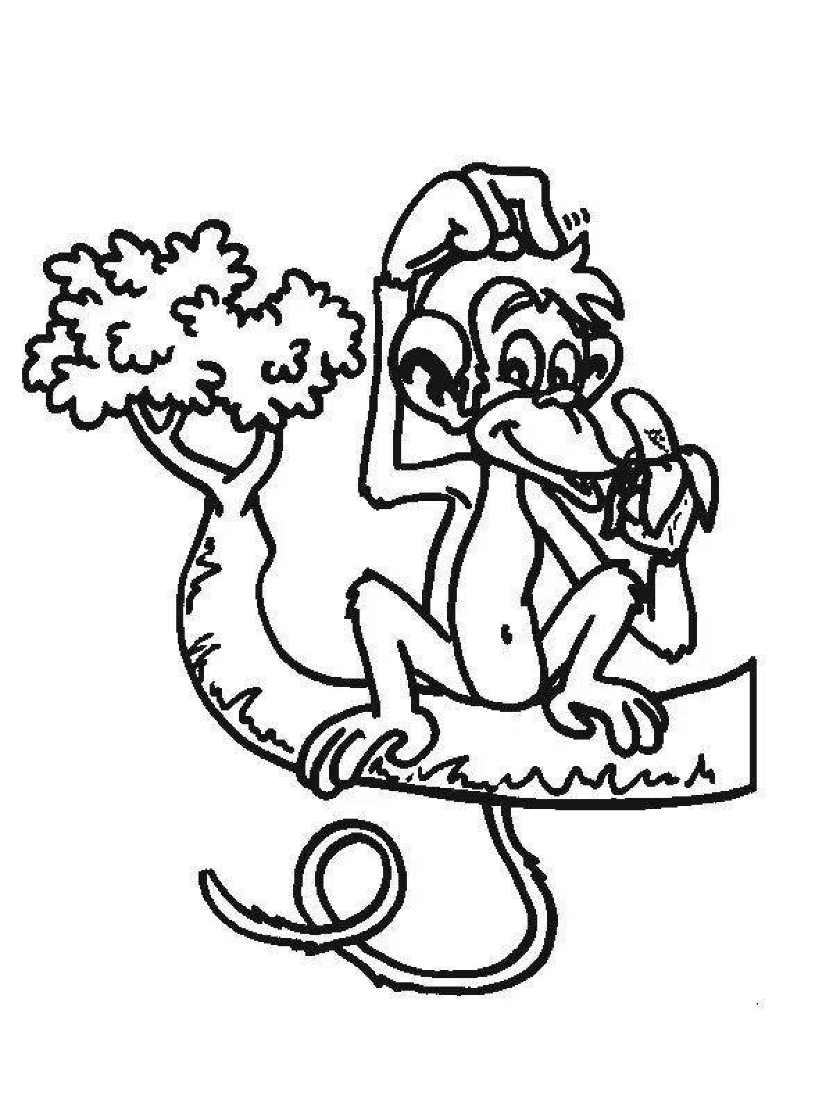 Chipper monkey and glasses coloring page