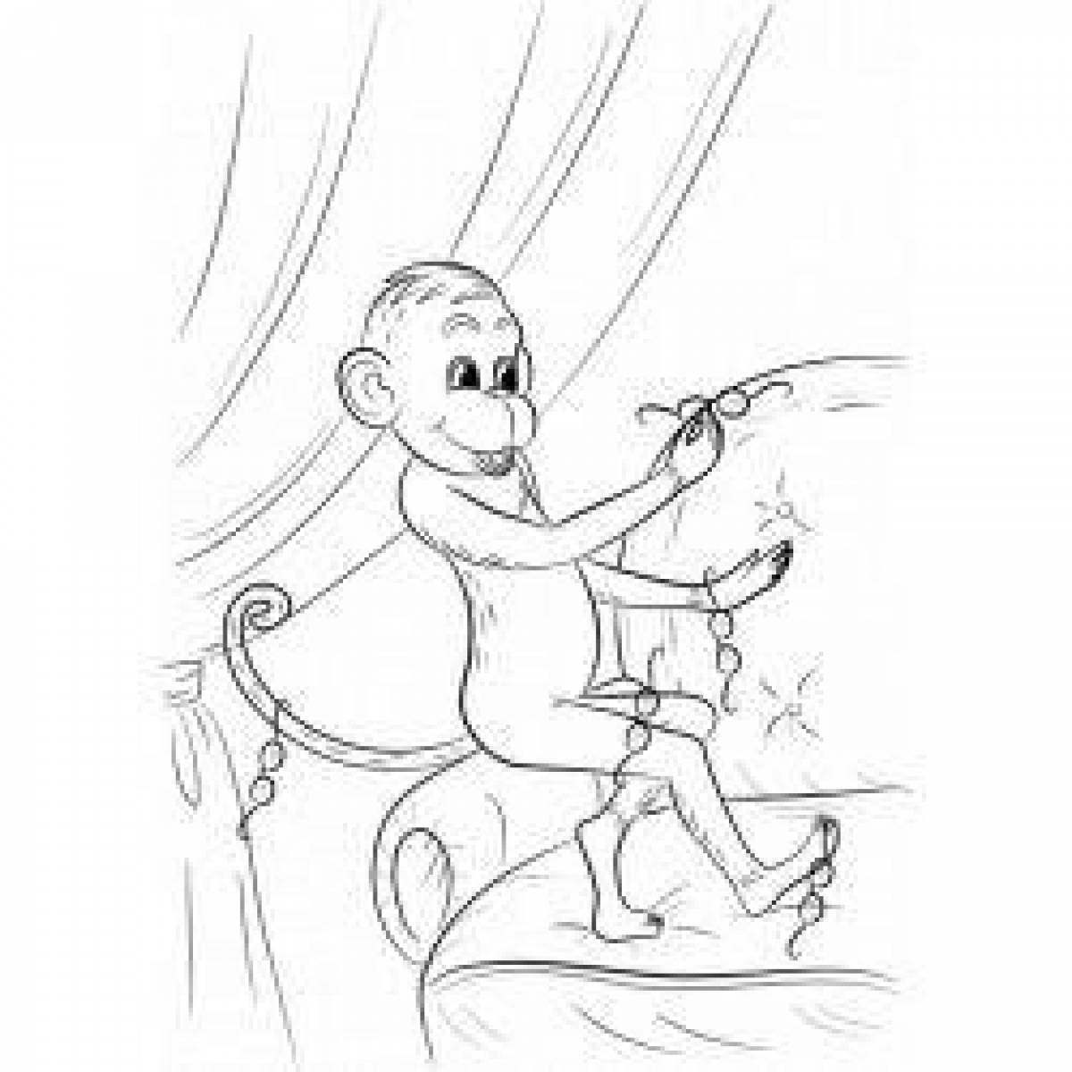 Witty monkey and glasses coloring book