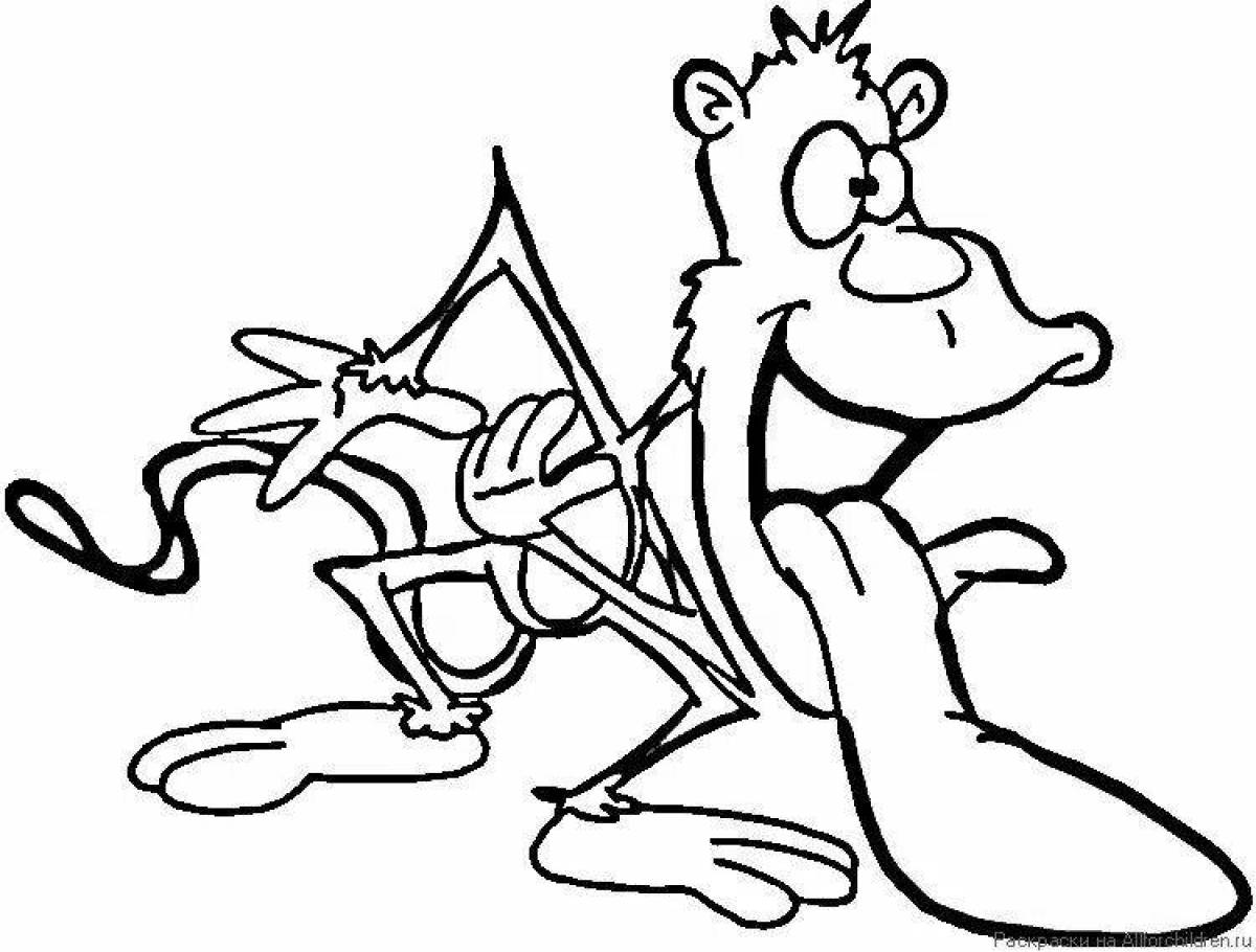 Humorous coloring monkey and glasses