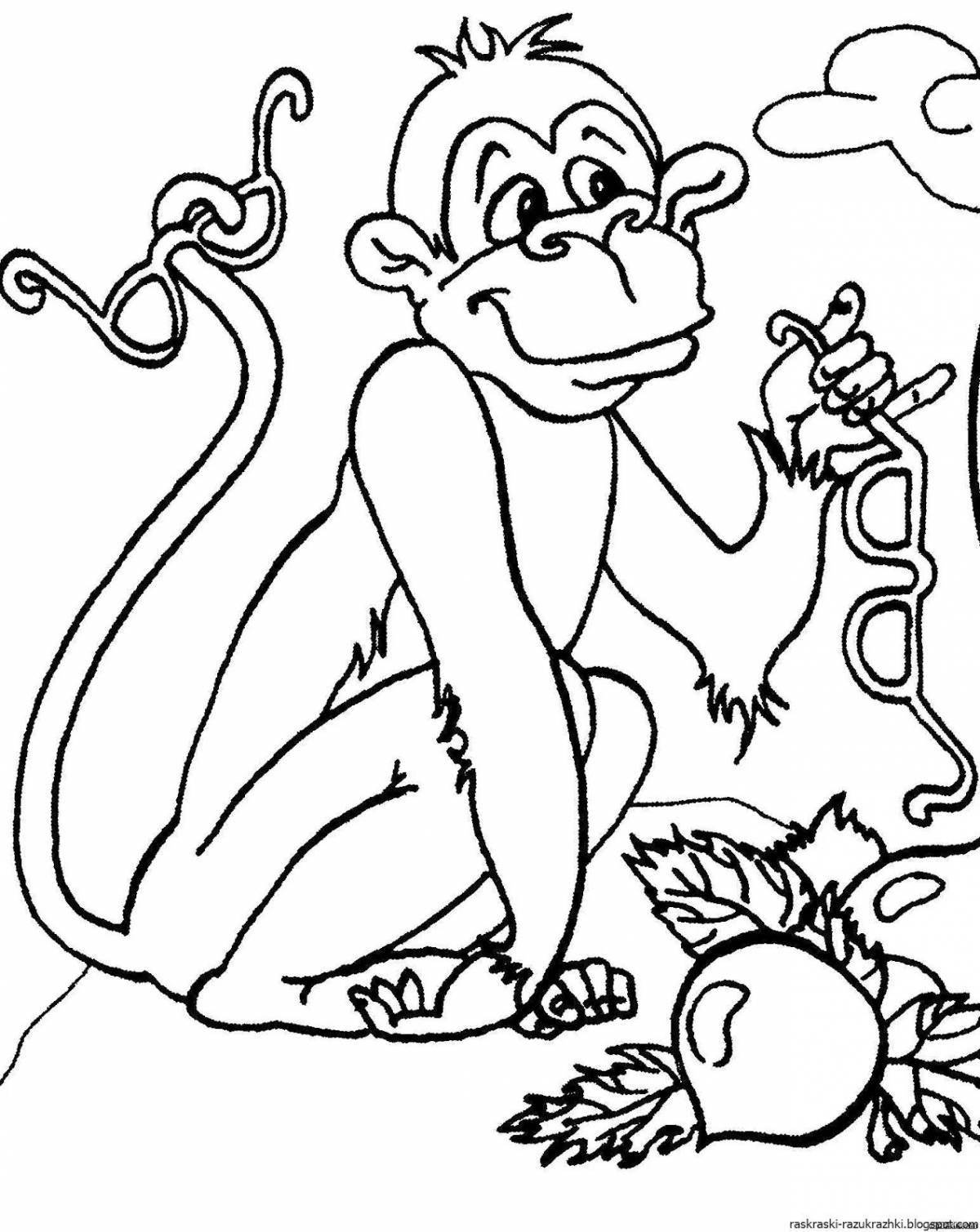 Развлекательная раскраска обезьяна и очки