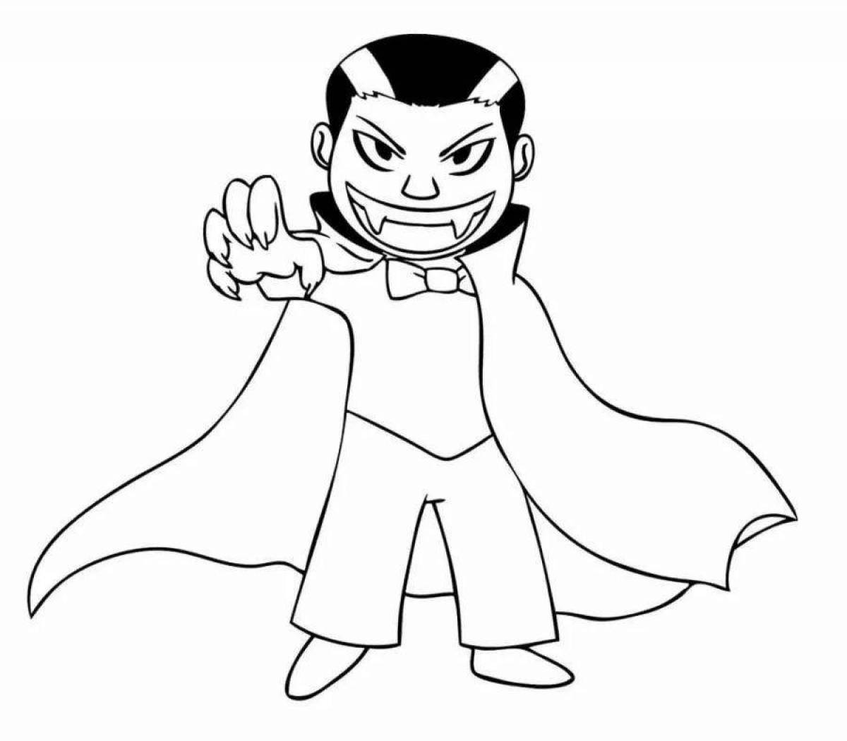 Terrifying vampire coloring page for kids
