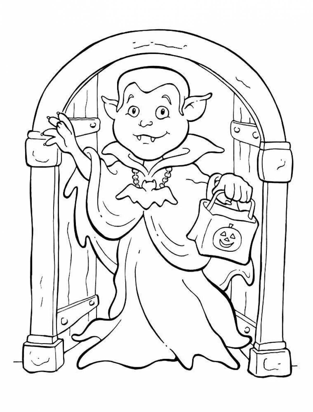 Nerving vampire coloring page for kids