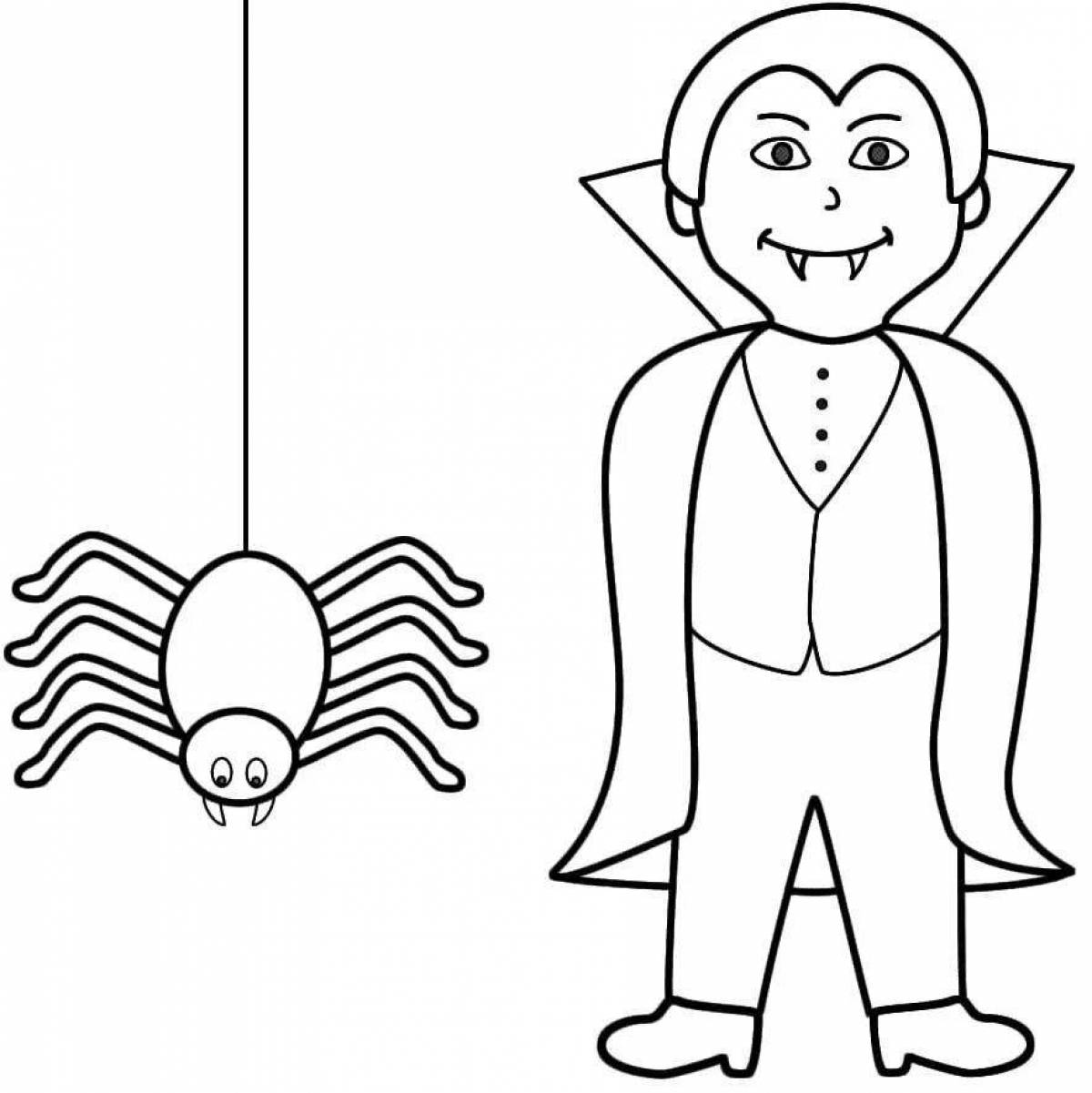 Chilling vampire coloring page for kids