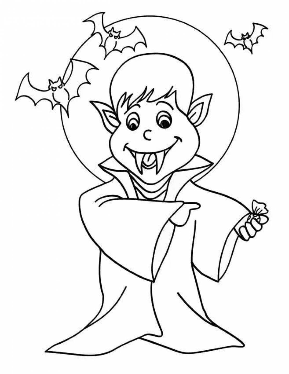 Раскраска Мальчик в костюме вампира распечатать или скачать