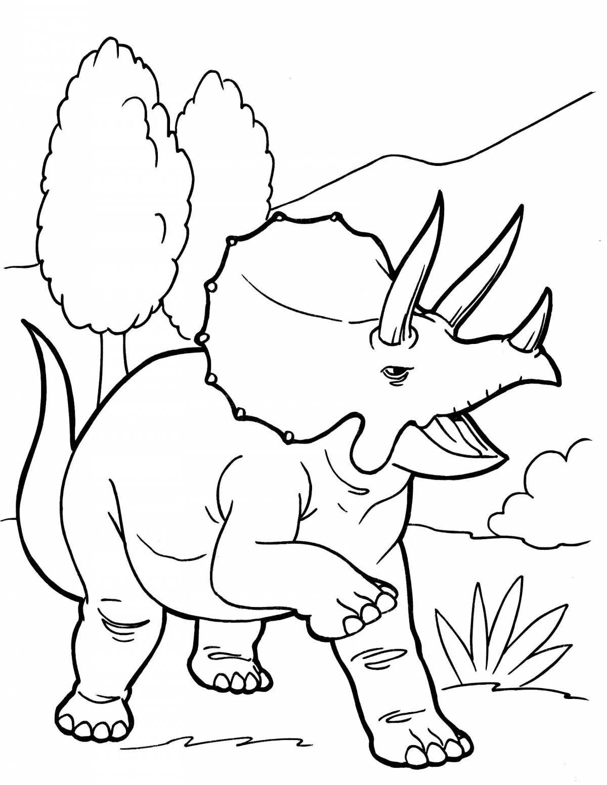 Coloring book funny triceratops