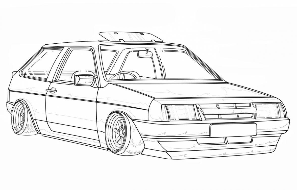 Coloring page charming car 9 fret