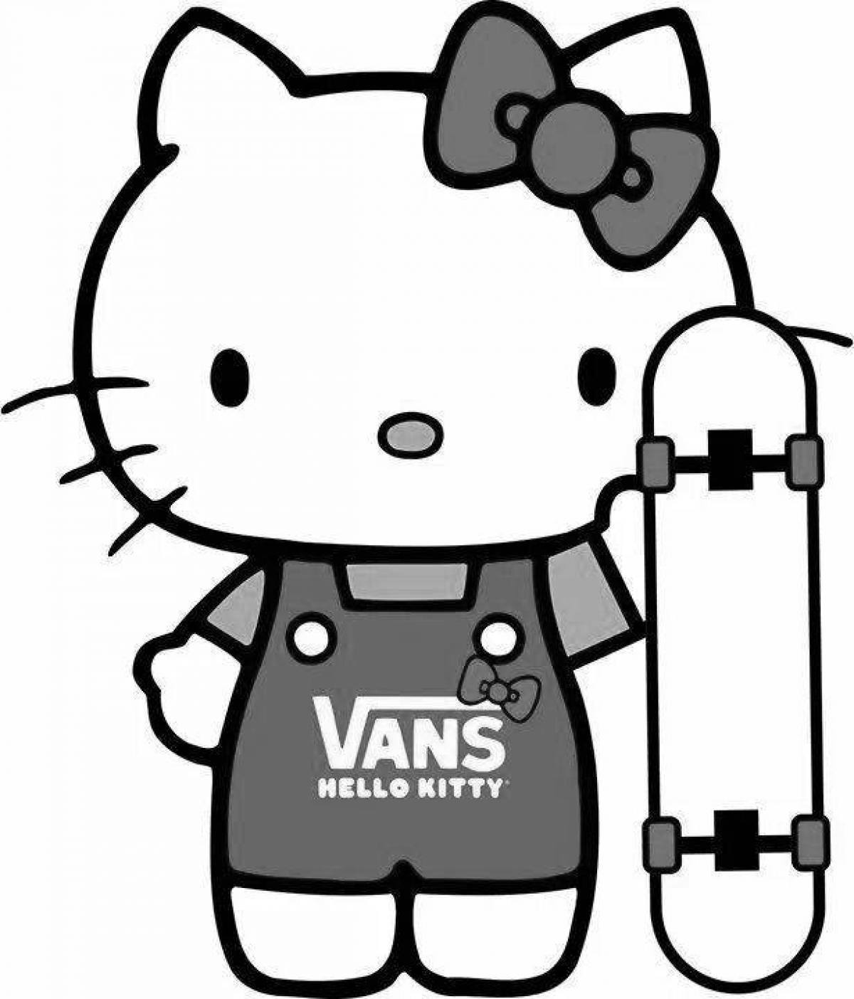 Blissful hello kitty coloring page