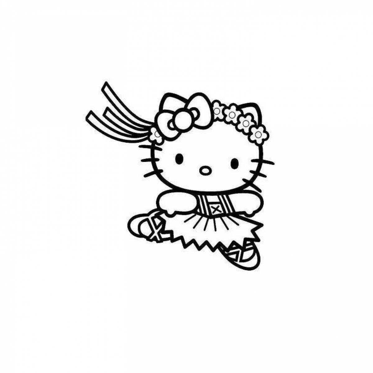 Sparkling hello kitty aesthetic coloring page