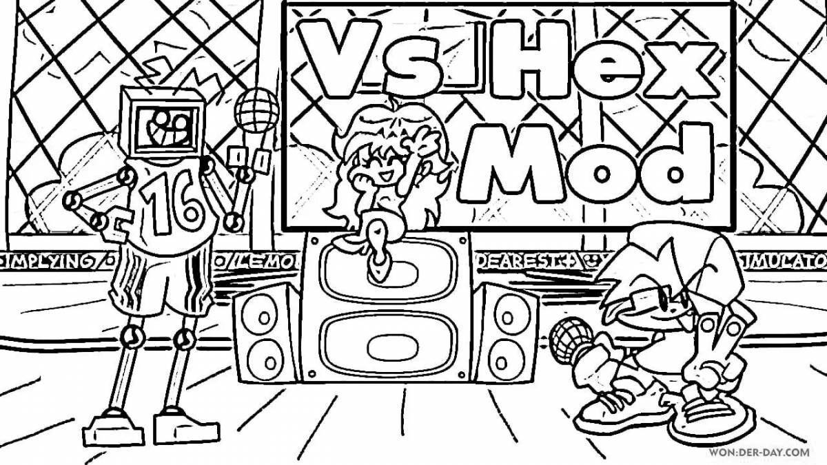 Radiant friday night funkin' coloring page