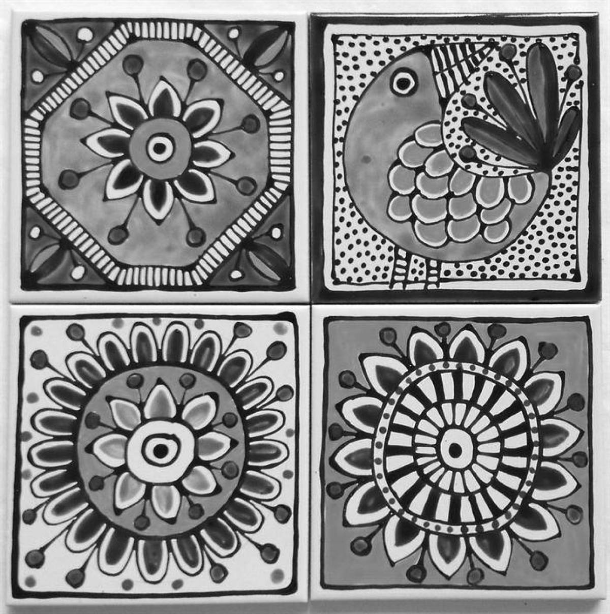 Colorful ceramic tiles coloring book