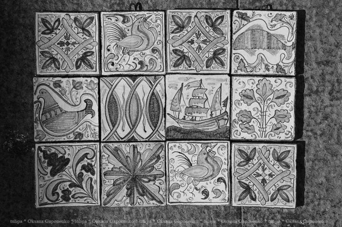 Shiny ceramic tile coloring page