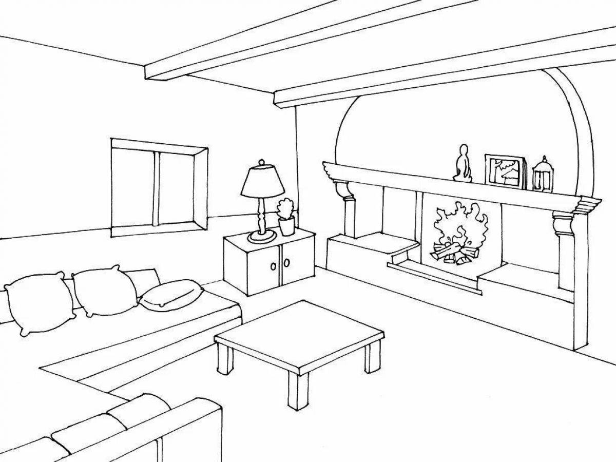 Inspirational coloring book for kids room interior